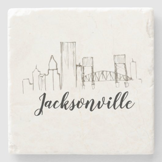 Jacksonville Florida Skyline Illustratie Kunst Stenen Onderzetter (Voorkant)