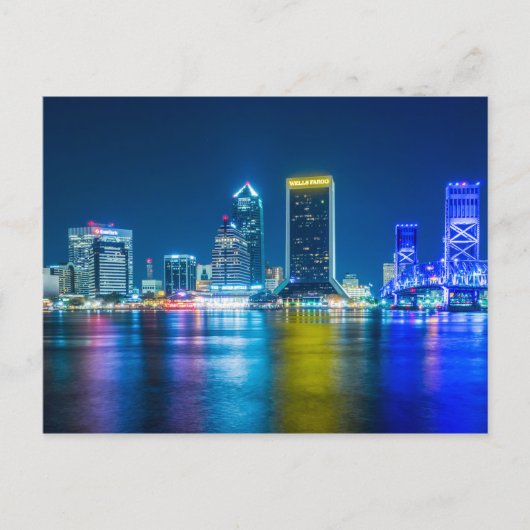 Jacksonville Florida Skyline langs rivier Briefkaart (Voorkant)