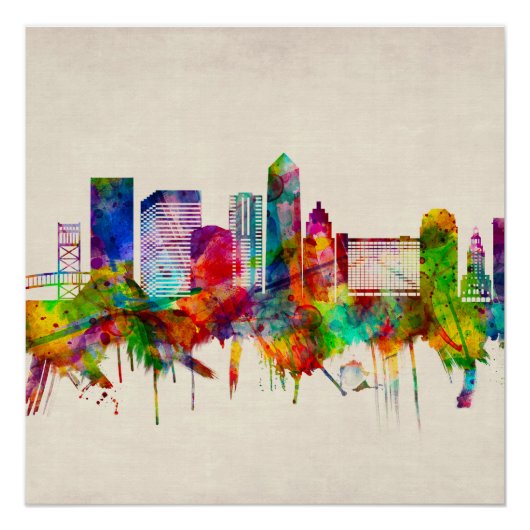 Jacksonville Florida Skyline Perfect Poster (Voorkant)