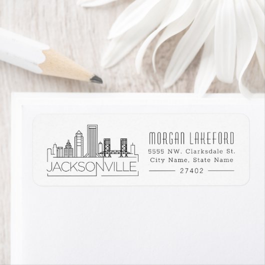 Jacksonville, Florida Stylized Skyline | Etiket (Insitu)