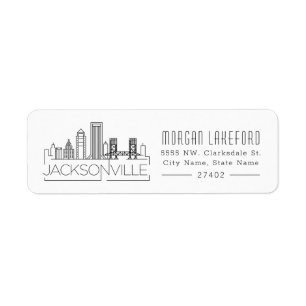 Jacksonville, Florida Stylized Skyline Etiket