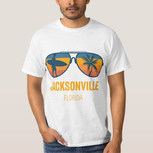 Jacksonville Florida Surfer Sunset Vacation Souven T-shirt (Voorkant)