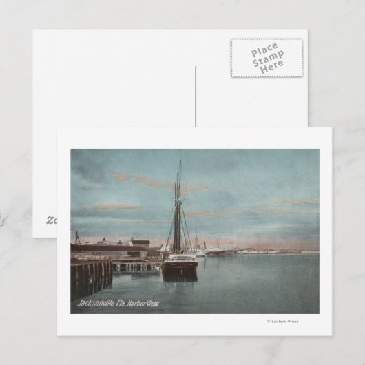 Jacksonville, Florida - Uitzicht van Harbour met Briefkaart (Voorkant / Achterkant)