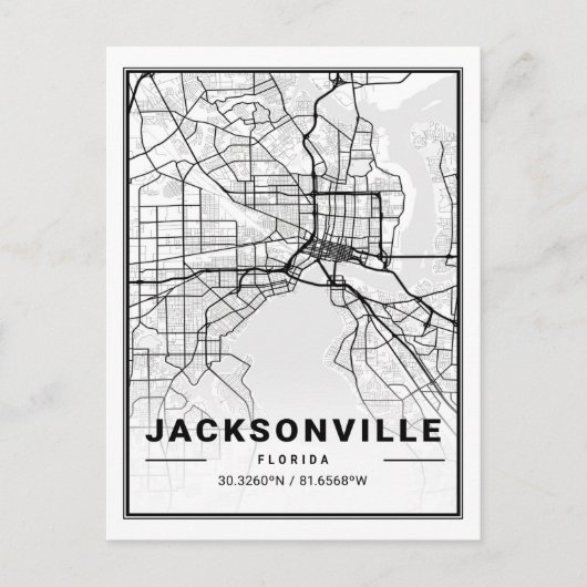 Jacksonville Florida USA Travel City Map Briefkaart (Voorkant)