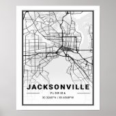 Jacksonville Florida USA Travel City Map Poster (Voorkant)