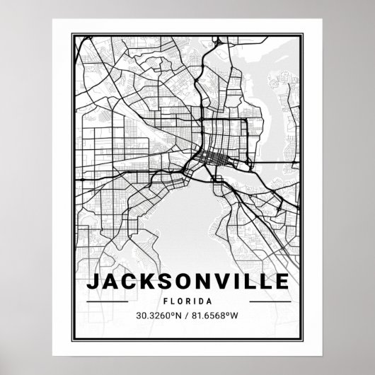 Jacksonville Florida USA Travel City Map Poster (Voorkant)