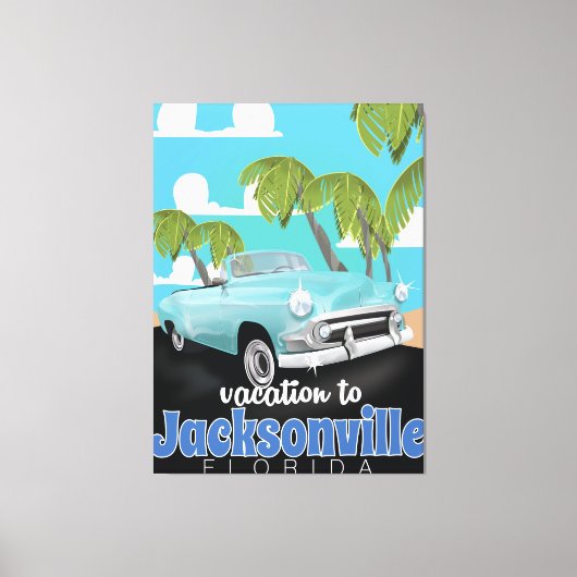 Jacksonville, Florida, USA vintage reisposter. Canvas Afdruk (Voorkant)