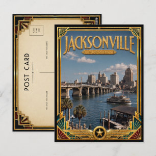 Jacksonville Florida Vintage Art Deco Gouden Tijdp Briefkaart