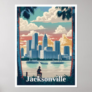 Jacksonville Florida Vintage Travel Illustratie Poster