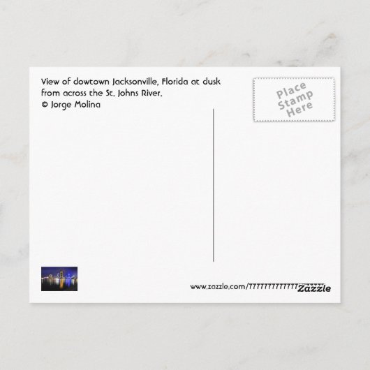 Jacksonville, Florida, VS Briefkaart (Achterkant)