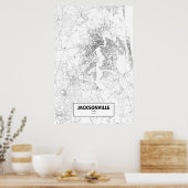 Jacksonville, Florida (zwart op wit) Poster (Keuken)