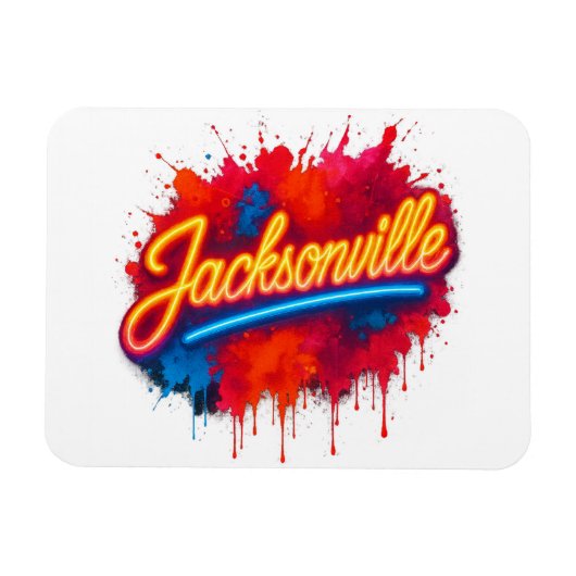 Jacksonville Levendig Neon Spat Stad Design Magneet (Horizontaal)