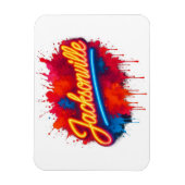 Jacksonville Levendig Neon Spat Stad Design Magneet (Verticaal)