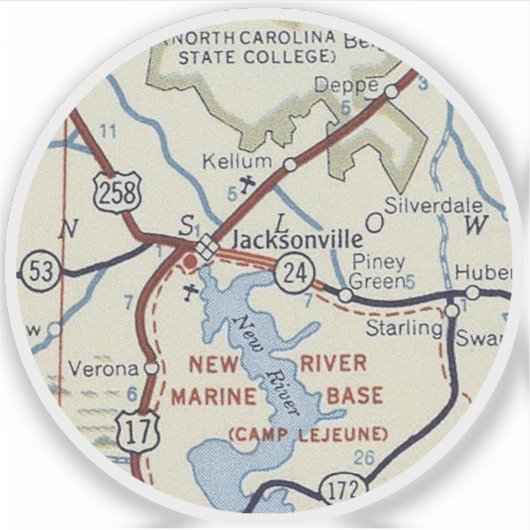 Jacksonville NC en Camp Lejeune Sticker (Voorkant)