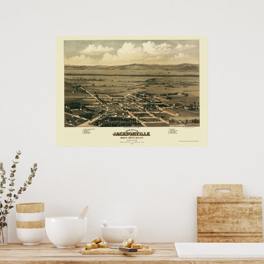 Jacksonville, OR Panoramic Map - 1883 Poster (Keuken)