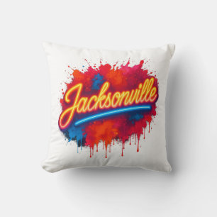 Jacksonville Retro Neon Street Art Design T-shirt Kussen
