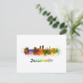 Jacksonville skyline in watercolor briefkaart (Staand voorkant)