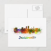 Jacksonville skyline in watercolor briefkaart (Voorkant / Achterkant)