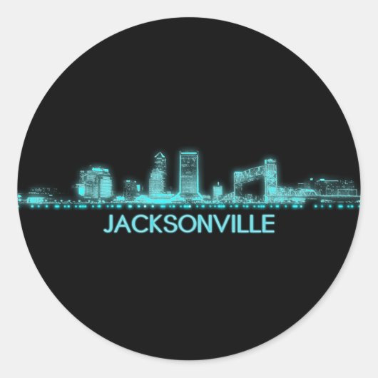 Jacksonville Skyline Ronde Sticker (Voorkant)
