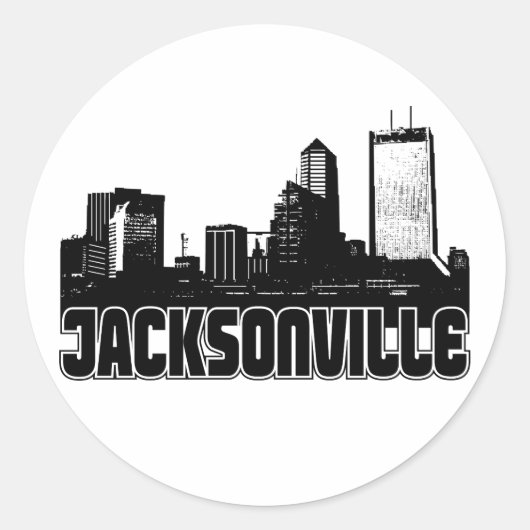 Jacksonville Skyline Ronde Sticker (Voorkant)