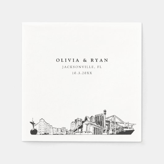 Jacksonville Skyline Trouwpapier Cocktail servet (Voorkant)