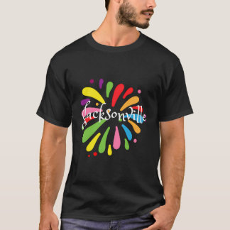 Jacksonville Souvenir Kleurrijke Festival Design T-shirt