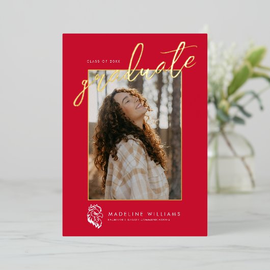 Jacksonville State University Afstuderen Folie Uitnodiging (Staand Voorkant)