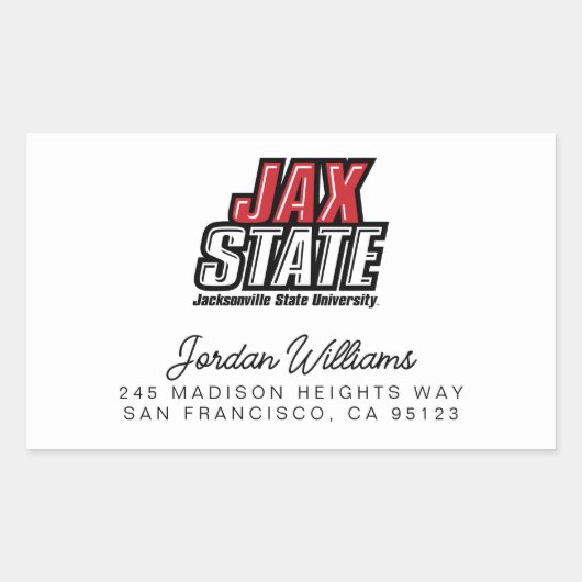 Jacksonville State University JAX STATE Logo Rechthoekige Sticker (Voorkant)