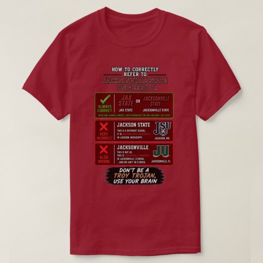 Jacksonville State University Referentiegids Rood T-shirt (Design voorkant)