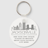 Jacksonville Stylized Skyline | Aangepaste slogan Sleutelhanger (Voorkant)