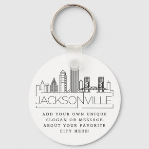 Jacksonville Stylized Skyline   Aangepaste slogan Sleutelhanger