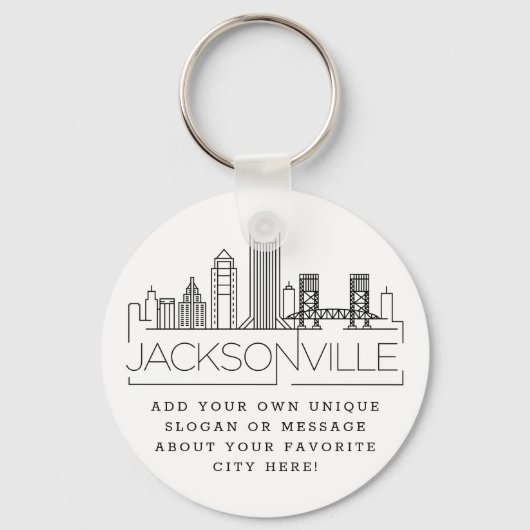 Jacksonville Stylized Skyline | Aangepaste slogan Sleutelhanger (Voorkant)