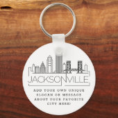 Jacksonville Stylized Skyline | Aangepaste slogan Sleutelhanger (Voorkant)