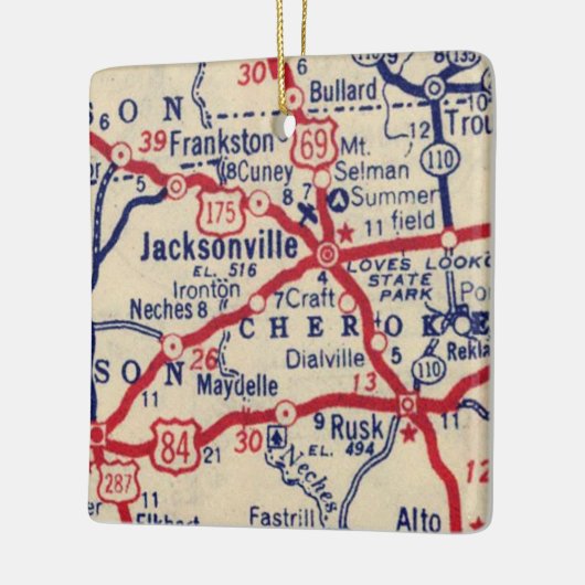 Jacksonville TX 1941 Map Keramisch Ornament (Links)
