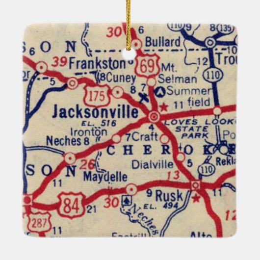 Jacksonville TX 1941 Map Keramisch Ornament (Achterkant)