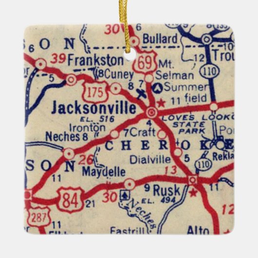 Jacksonville TX 1941 Map Keramisch Ornament (Voorkant)