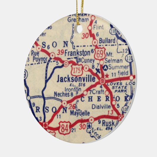 Jacksonville TX  Map Keramisch Ornament (Links)