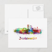 Jacksonville V2 skyline in watercolor Briefkaart (Voorkant / Achterkant)