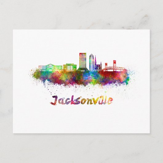Jacksonville V2 skyline in watercolor Briefkaart (Voorkant)