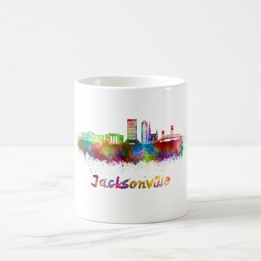 Jacksonville V2 skyline in watercolor Koffiemok (Center)