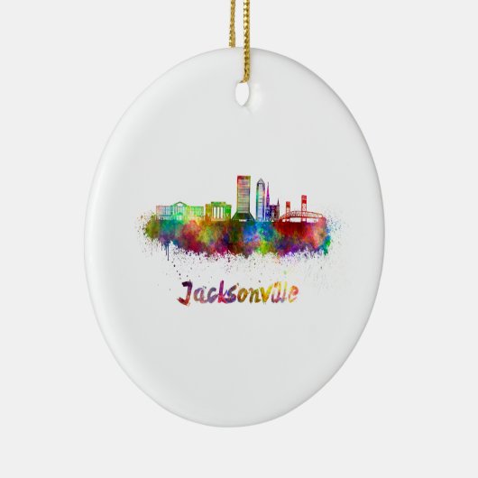 Jacksonville V2 skyline in waterverf Keramisch Ornament (Rechts)