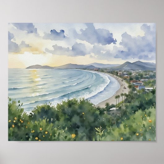 Jaco Beach Costa Rica Aquarel Poster (Voorkant)