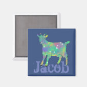 Jacob Add name Colorful Sparkle Goat Animal Art Magneet (Voorkant / Achterkant)