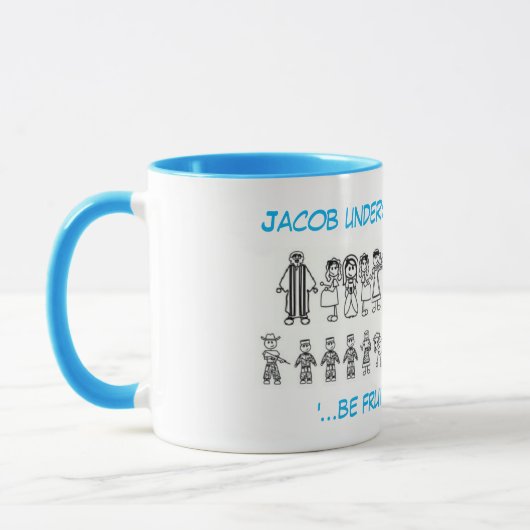 Jacob begreep... twee toonkoffie-mok. mok (Links)