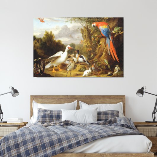 Jacob Bogdani A Macaw Ducks Parrots and Other Bird Canvas Afdruk (Insitu (Slaapkamer))
