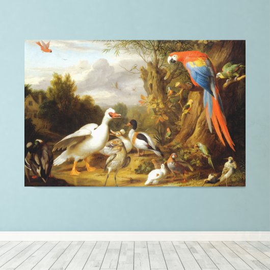 Jacob Bogdani A Macaw Ducks Parrots and Other Bird Canvas Afdruk (Insitu (Houten vloer))