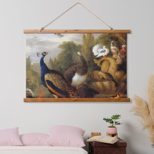 Jacob Bogdani Peacock Peahen Parrots Canary Hangend Wandkleed (Slaapkamer)
