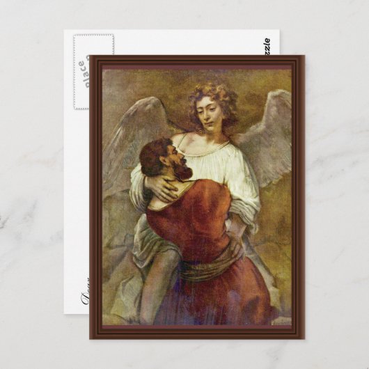 Jacob die door Rembrandt met de engel zwaait Briefkaart (Voorkant / Achterkant)