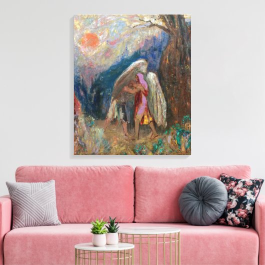 Jacob en de Engel | Odilon Redon | Canvas Afdruk (Insitu (Woonkamer))