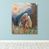 Jacob en de Engel | Odilon Redon | Canvas Afdruk (Insitu (Houten vloer))